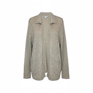 Chico’s Beige Open Cardigan Floral Size 3 XL